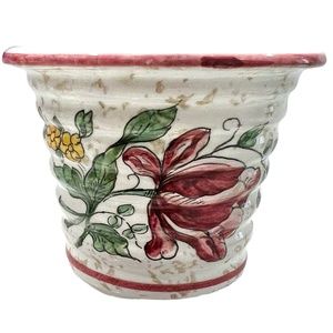 VINTAGE 1953 DERUTA ITALIA FLORAL CERAMIC POT/BOWL - 2.5" TALL